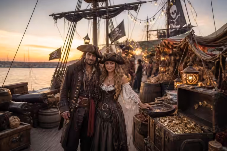 Ce couple transforme un bateau de cinéma en un festival immersif aux airs de l&rsquo;âge d&rsquo;or des pirates