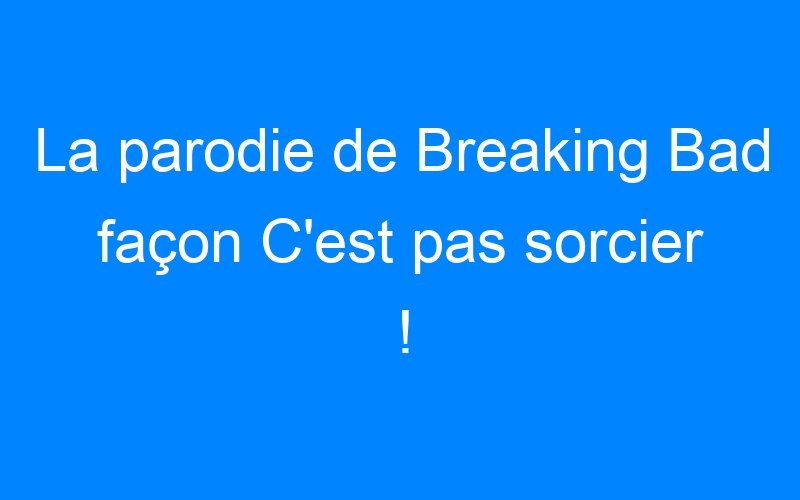 You are currently viewing La parodie de Breaking Bad façon C'est pas sorcier !